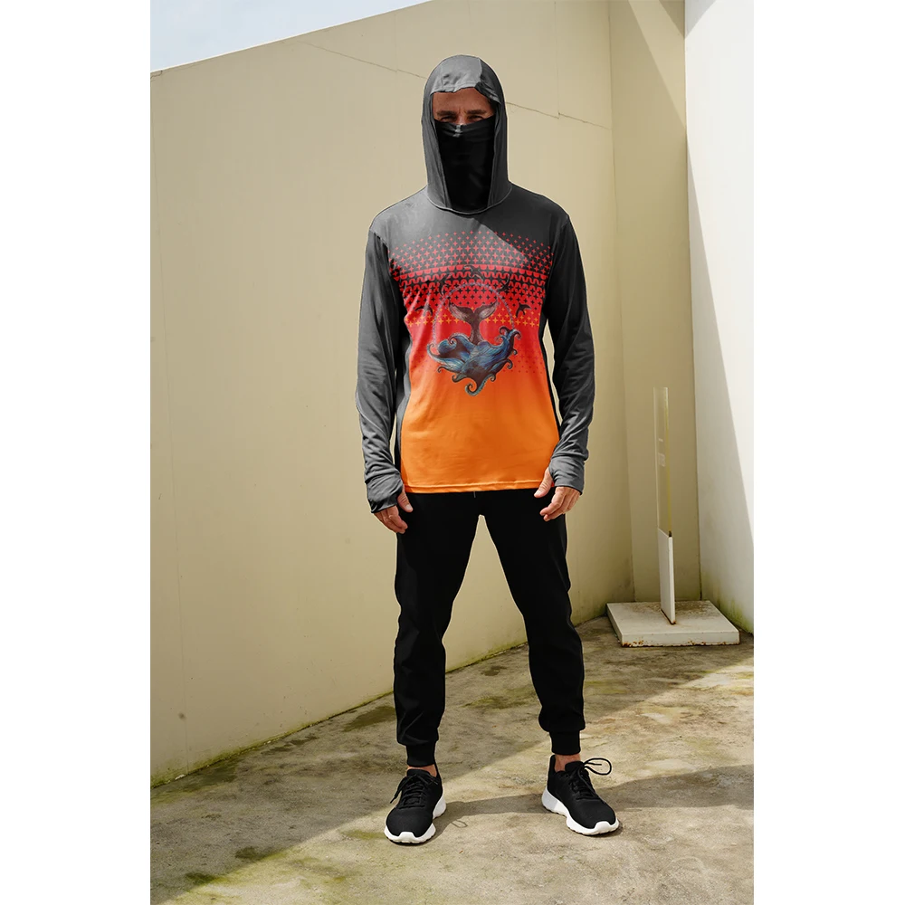 Fishing Hoodie - Visserijshirts Heren Zonbescherming Hoodie Masker Alles-in-één