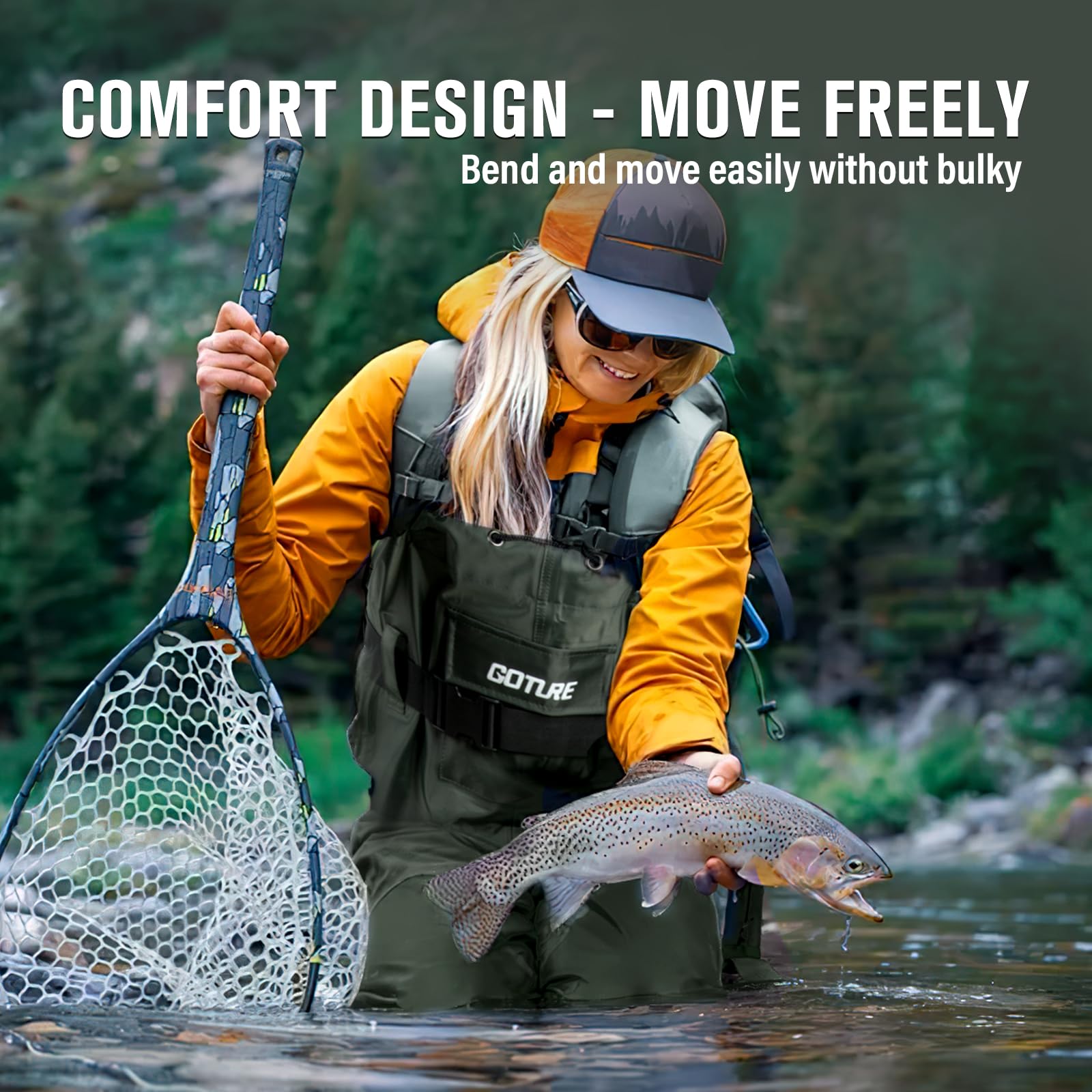 Fishing Waders - Goture Lichtgewicht borstwaders met laarzen, verstelbare